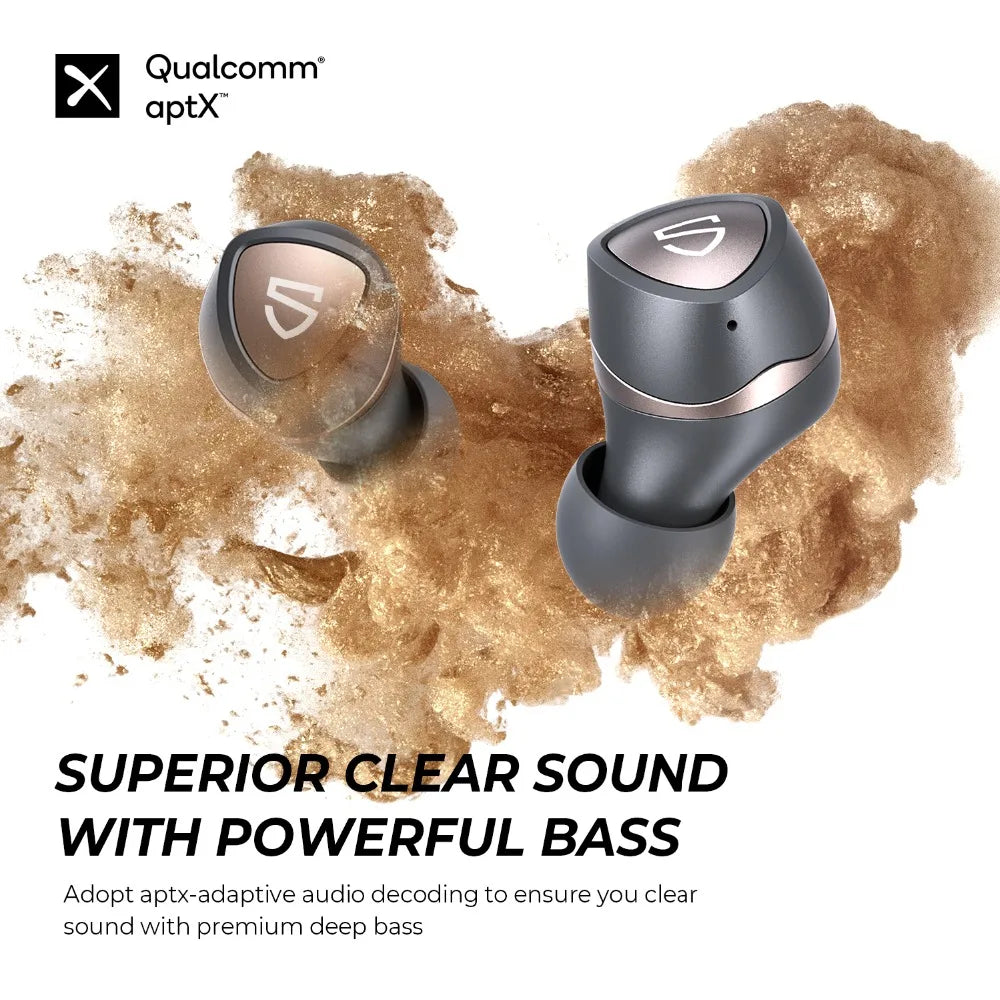 SOUNDPEATS Sonic Bluetooth 5.2 Wireless Earphones QCC3040 APTX-adaptive CVC 8.0 TWS Mirroring Earbuds Game Mode 45H Playtime