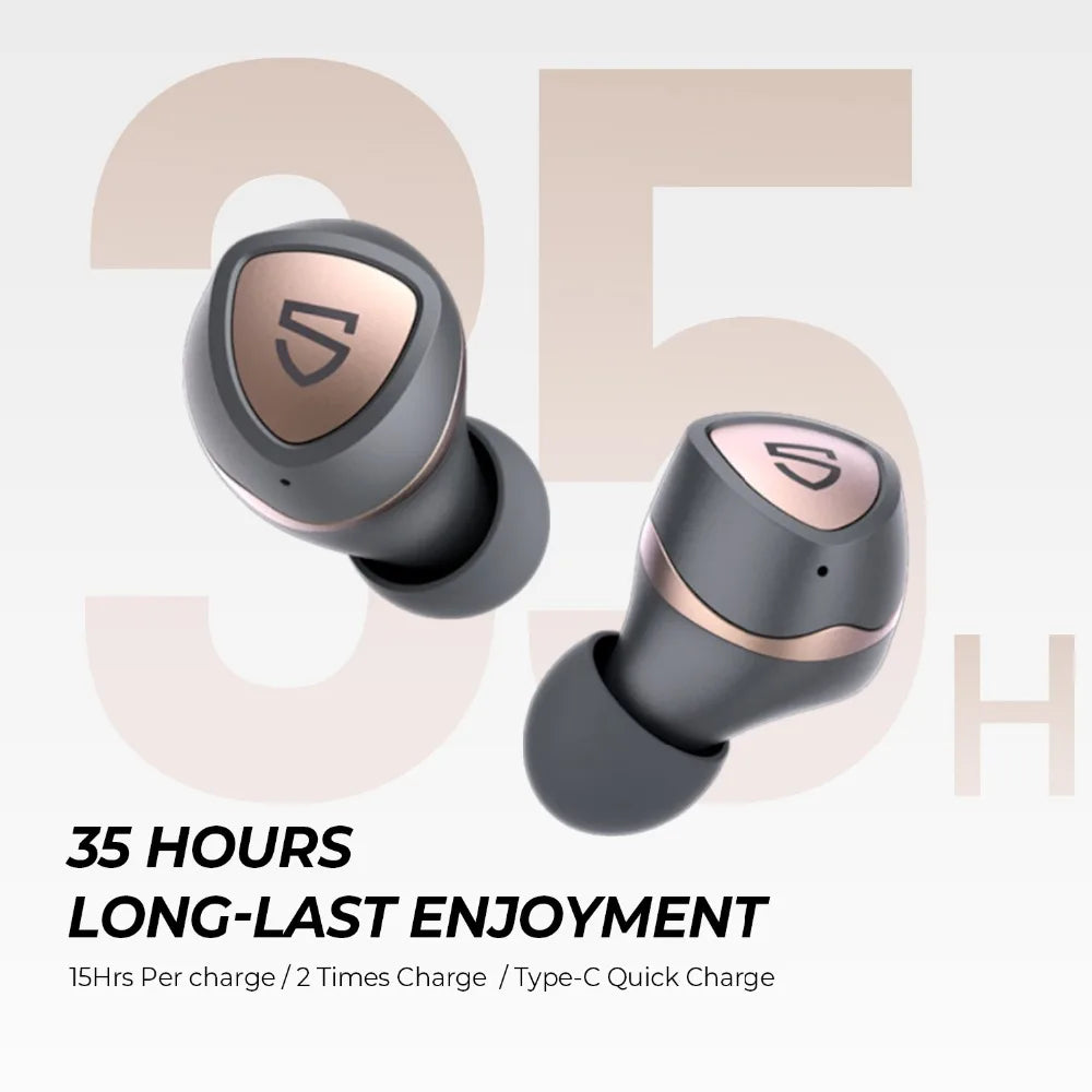 SOUNDPEATS Sonic Bluetooth 5.2 Wireless Earphones QCC3040 APTX-adaptive CVC 8.0 TWS Mirroring Earbuds Game Mode 45H Playtime