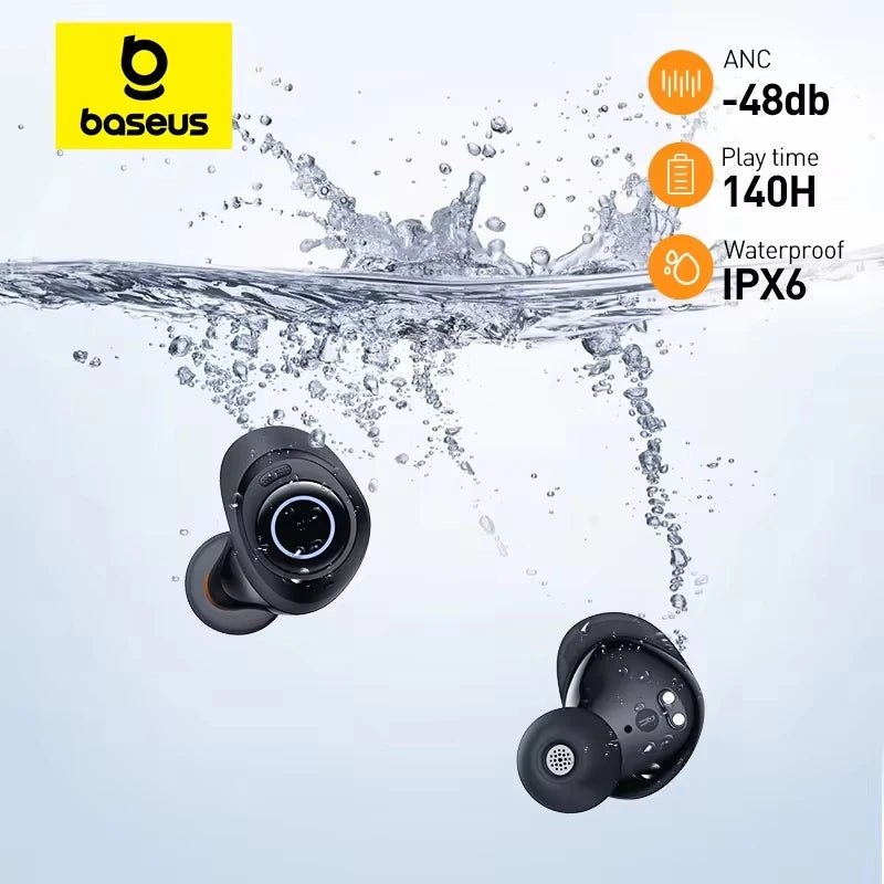 Baseus Bowie MA10 Wireless Earphones 48dB Noise Cancelling Bluetooth 5.3 Headphones 140H Playtime IPX6 Waterproof Sport Earbuds