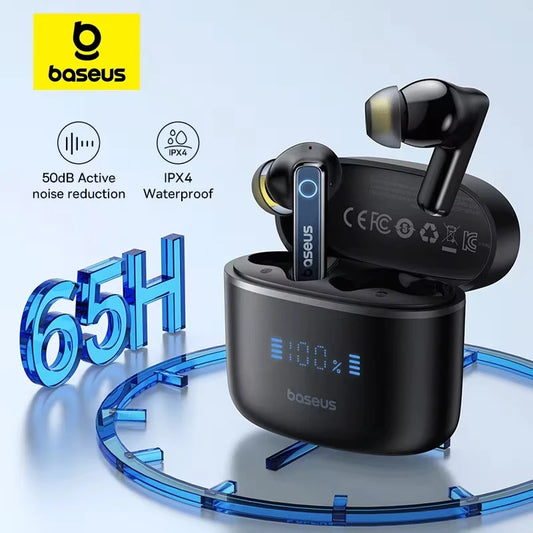 Baseus Bowie 30 Wireless Earphones 50dB Noise Reduction 65Hrs Long Playtime Bluetooth 5.3 Earbuds 6 Mics AI Call Clear Big Bass