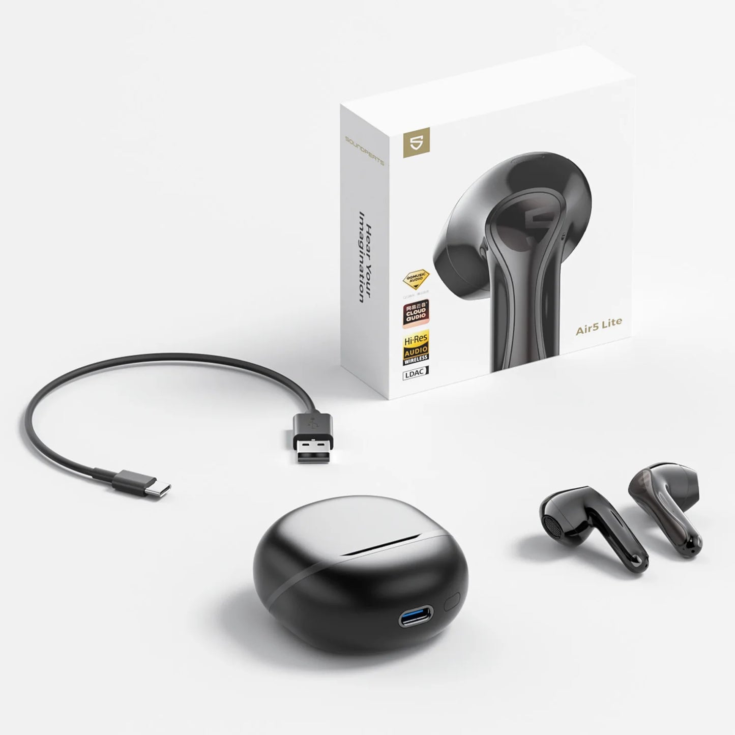 SoundPEATS Air5 Lite Bluetooth V5.4 Earbuds LDAC Hi-Res Audio Wireless Earphone, 13mm Driver, IPX5 Waterproof,Multipoint Pairing