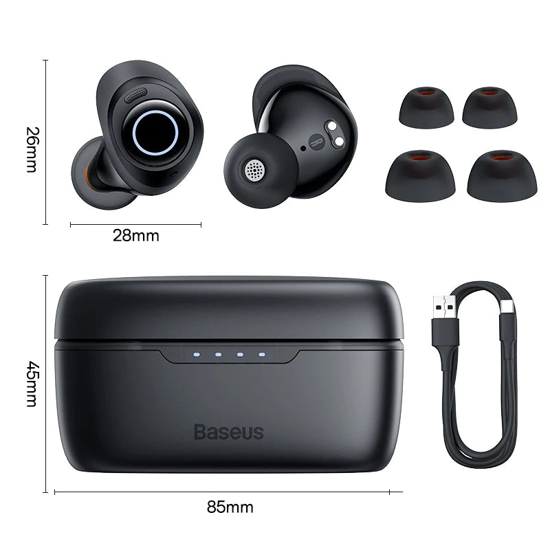 Baseus Bowie MA10 Wireless Earphones 48dB Noise Cancelling Bluetooth 5.3 Headphones 140H Playtime IPX6 Waterproof Sport Earbuds